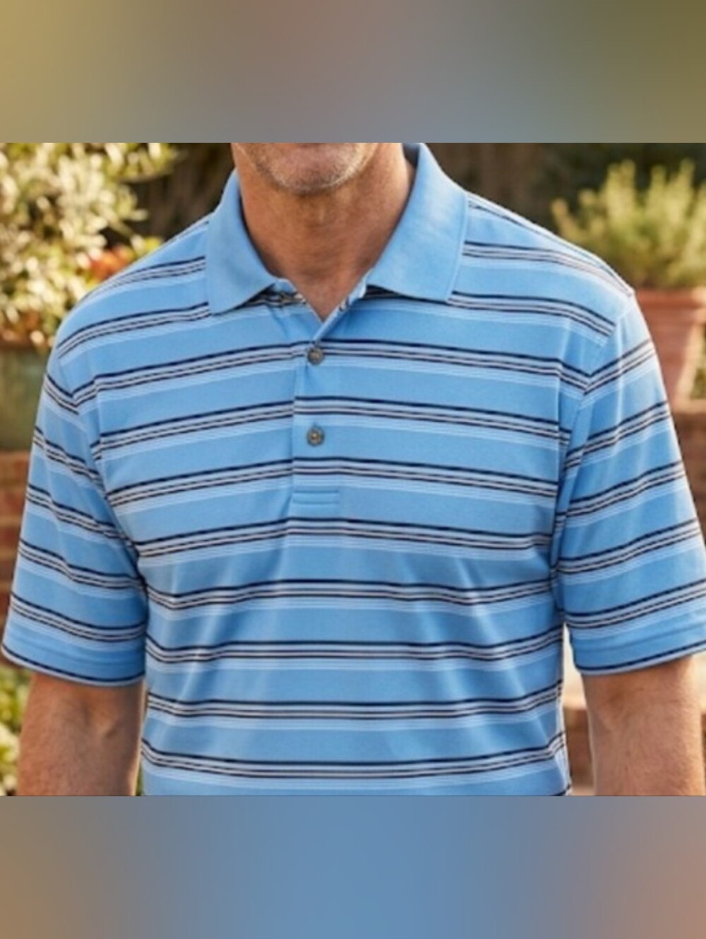 Jordan Light Blue Polo with Navy and Black Stripes